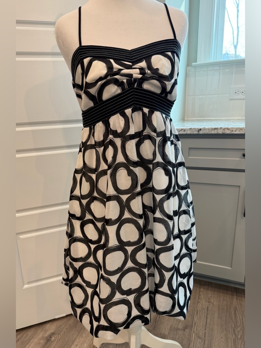 Teeze Me Black White Abstract Print Fit & Flare Dress Size 9